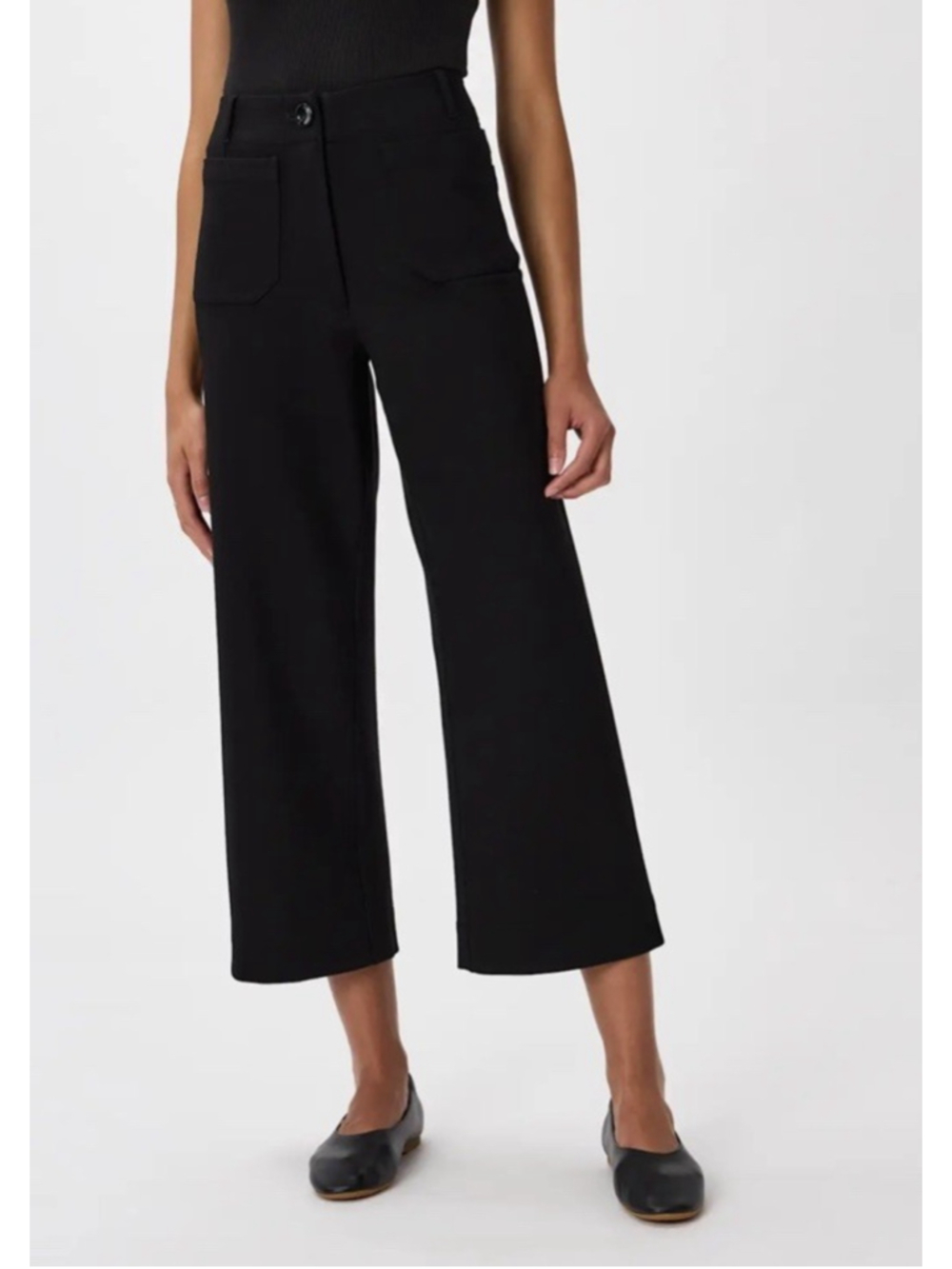 Quince Ultra-Stretch Ponte Cropped Wide Leg Pants Black size 8